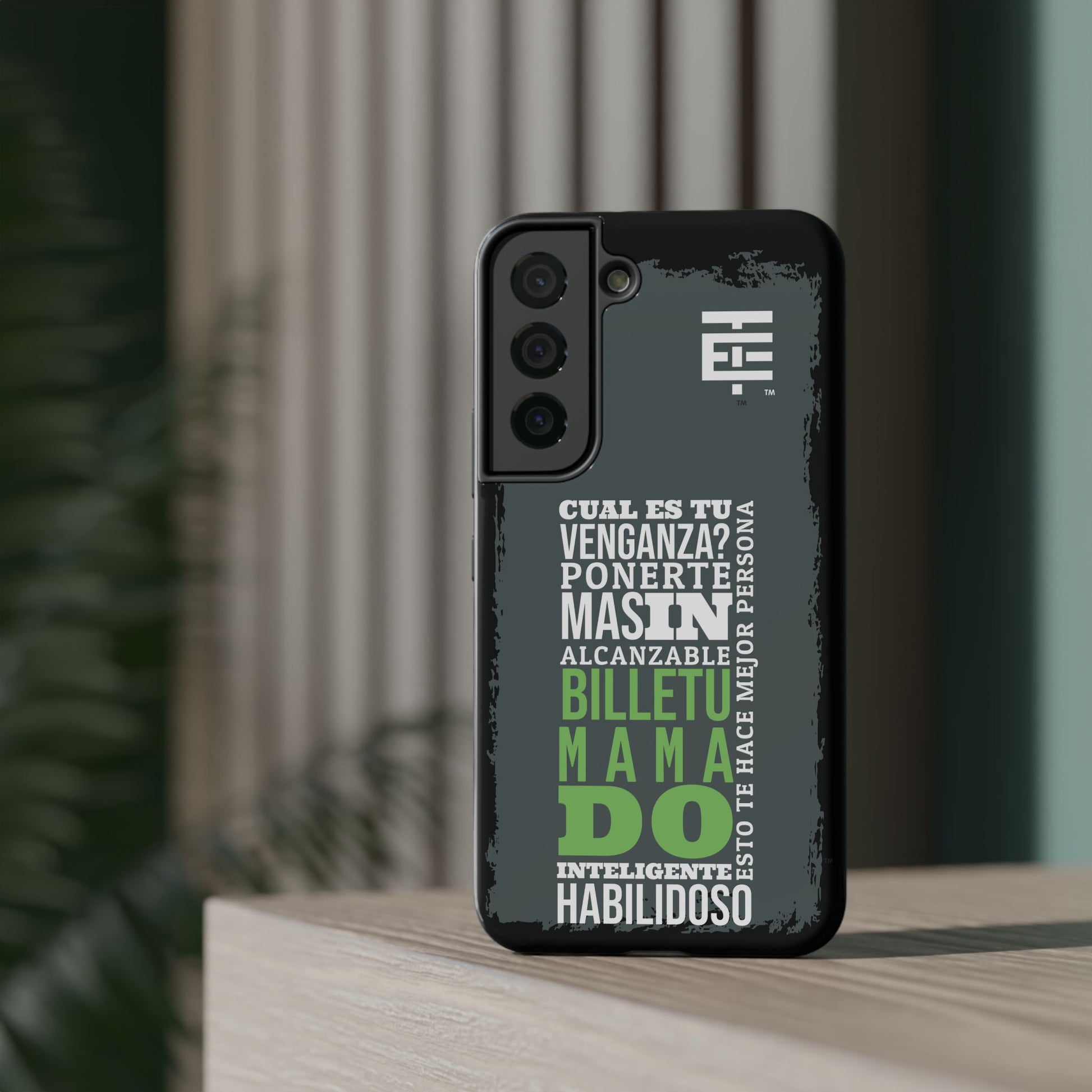 El Temach cases for Iphone and Samsung phones, with motivational phrase, in USA.