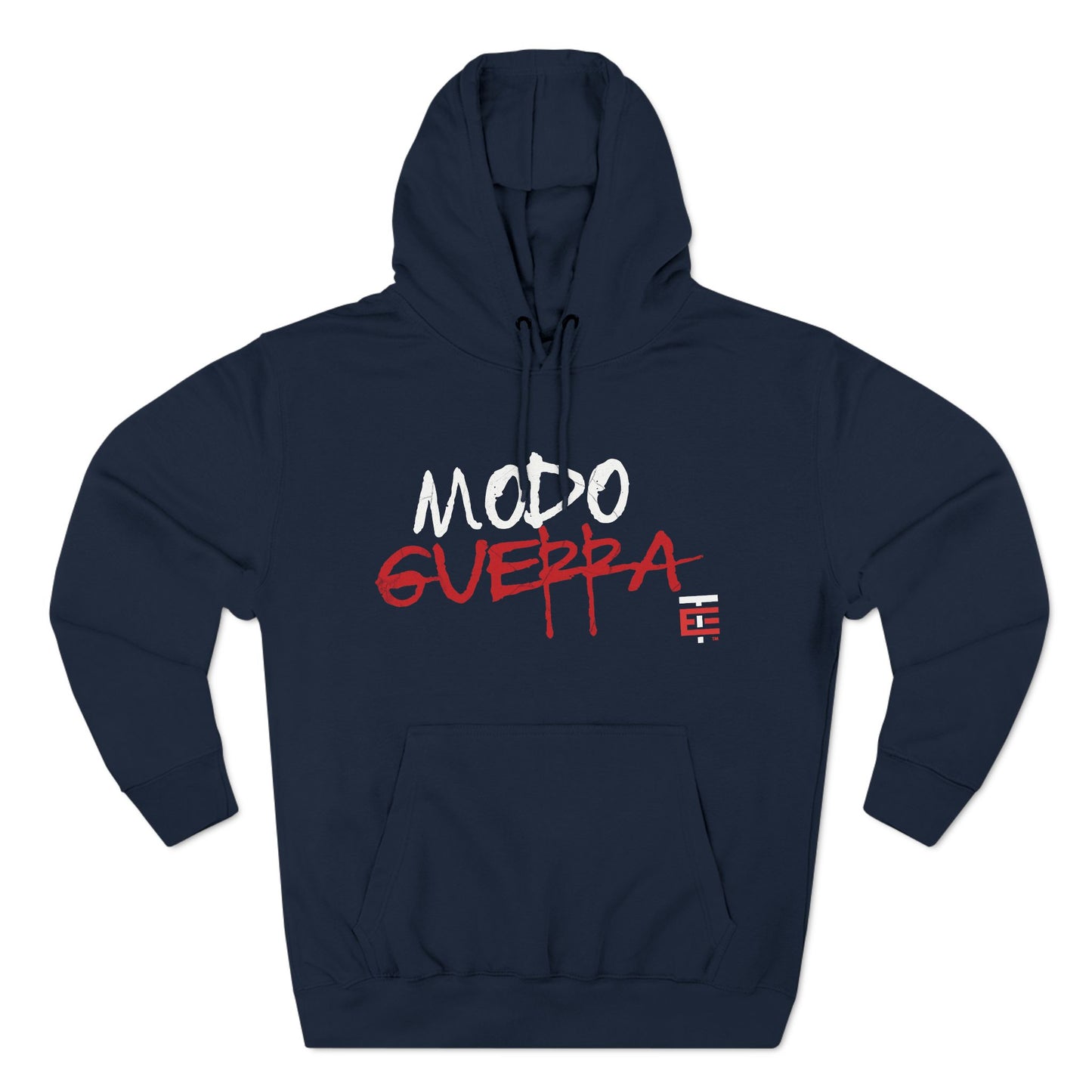 El Temach Hoodie, featuring bold red and white 'Modo Guerra' graphic with a cozy fleece lining. Sweater, Buzo. USA