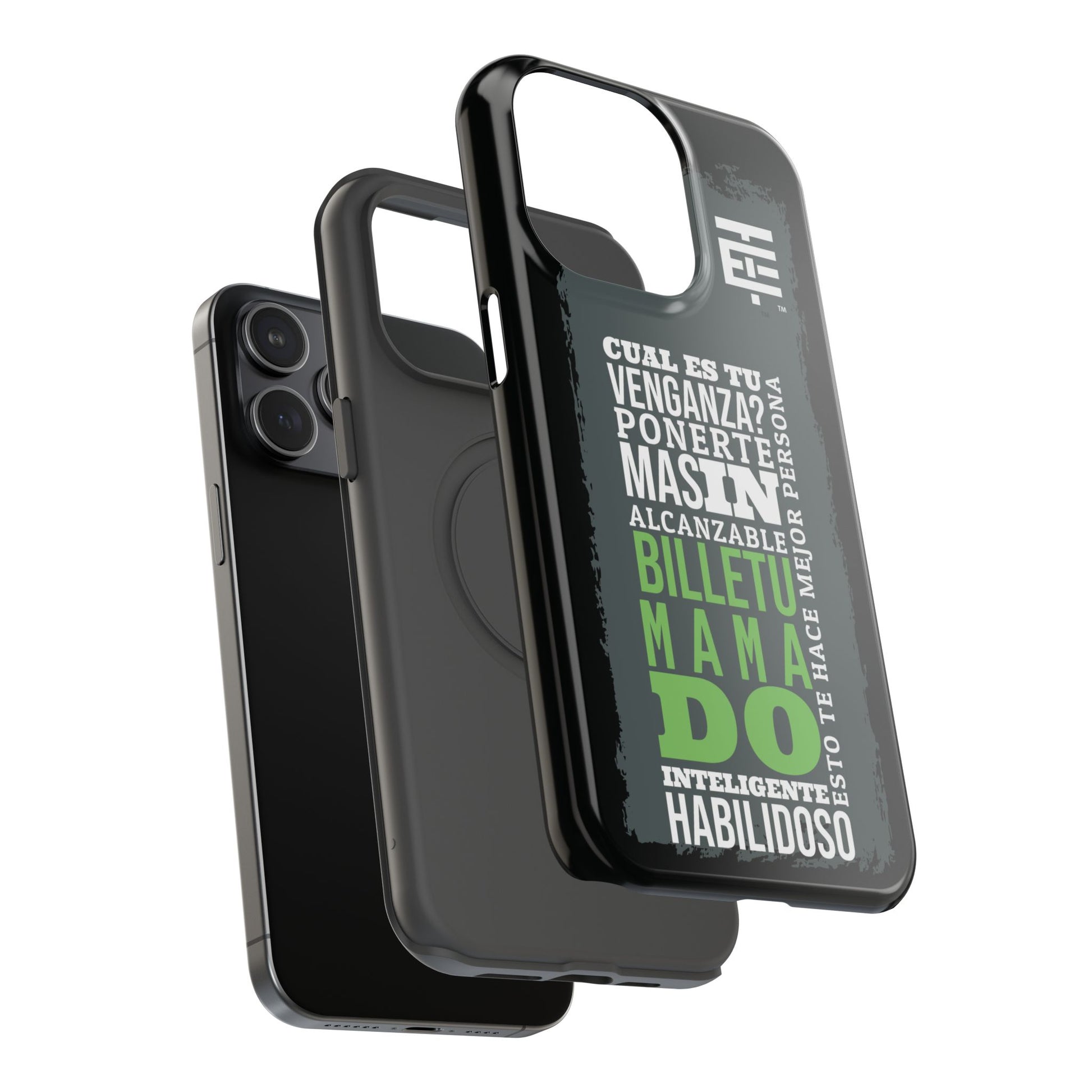 El Temach cases for Iphone and Samsung phones, with motivational phrase, in USA.