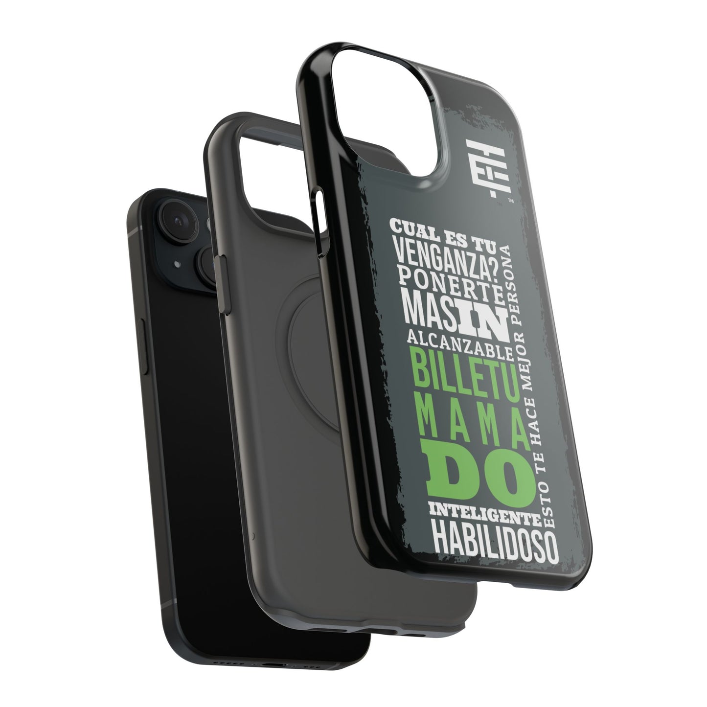 El Temach cases for Iphone and Samsung phones, with motivational phrase, in USA.