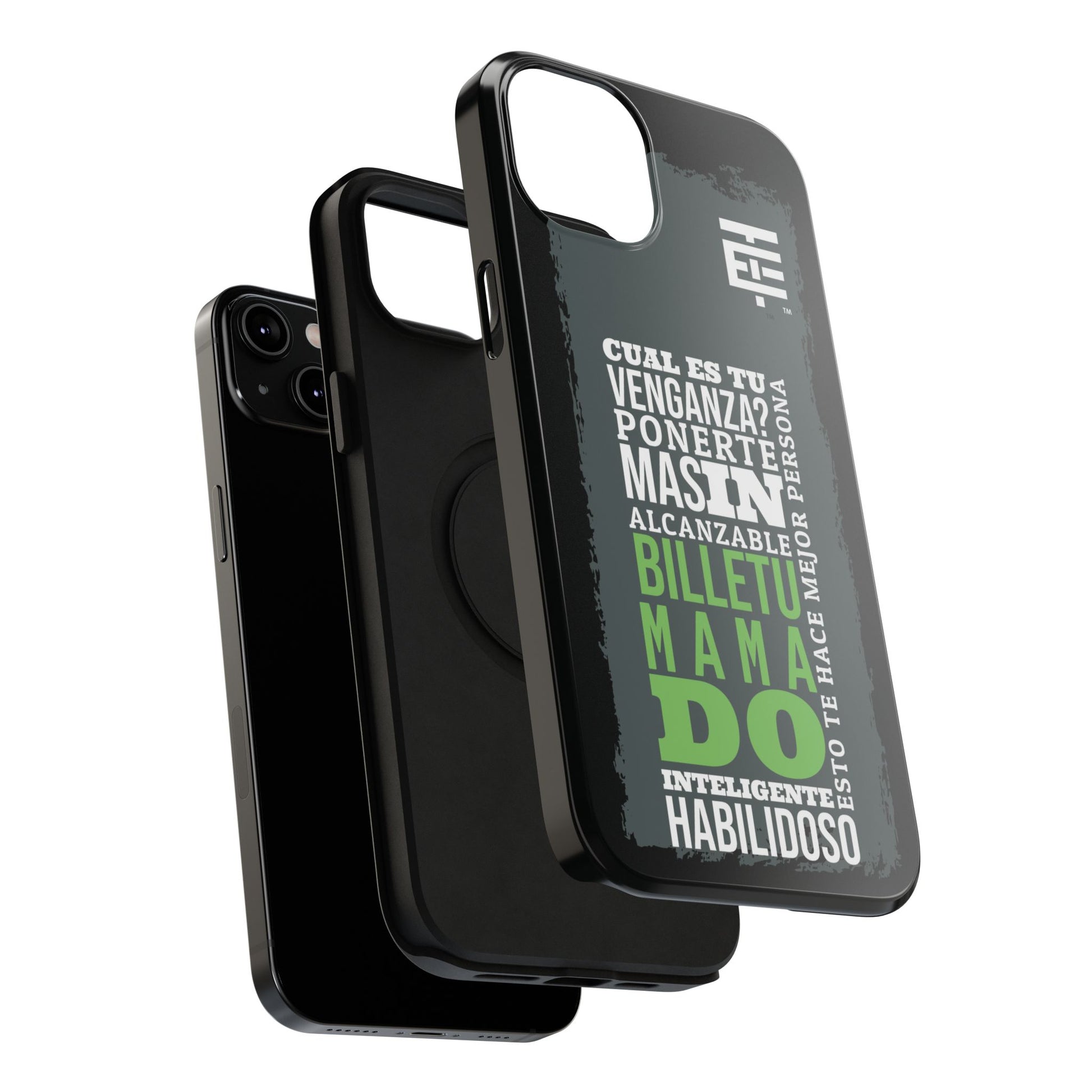 El Temach cases for Iphone and Samsung phones, with motivational phrase, in USA.