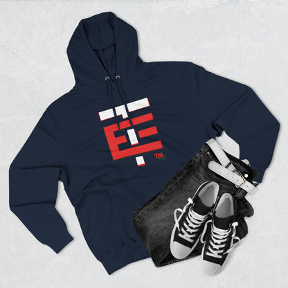 El Temach Hoodies, weaters, buzos, Men's black hoodie with bold red and white graphic logo, fleece-lined for warmth.