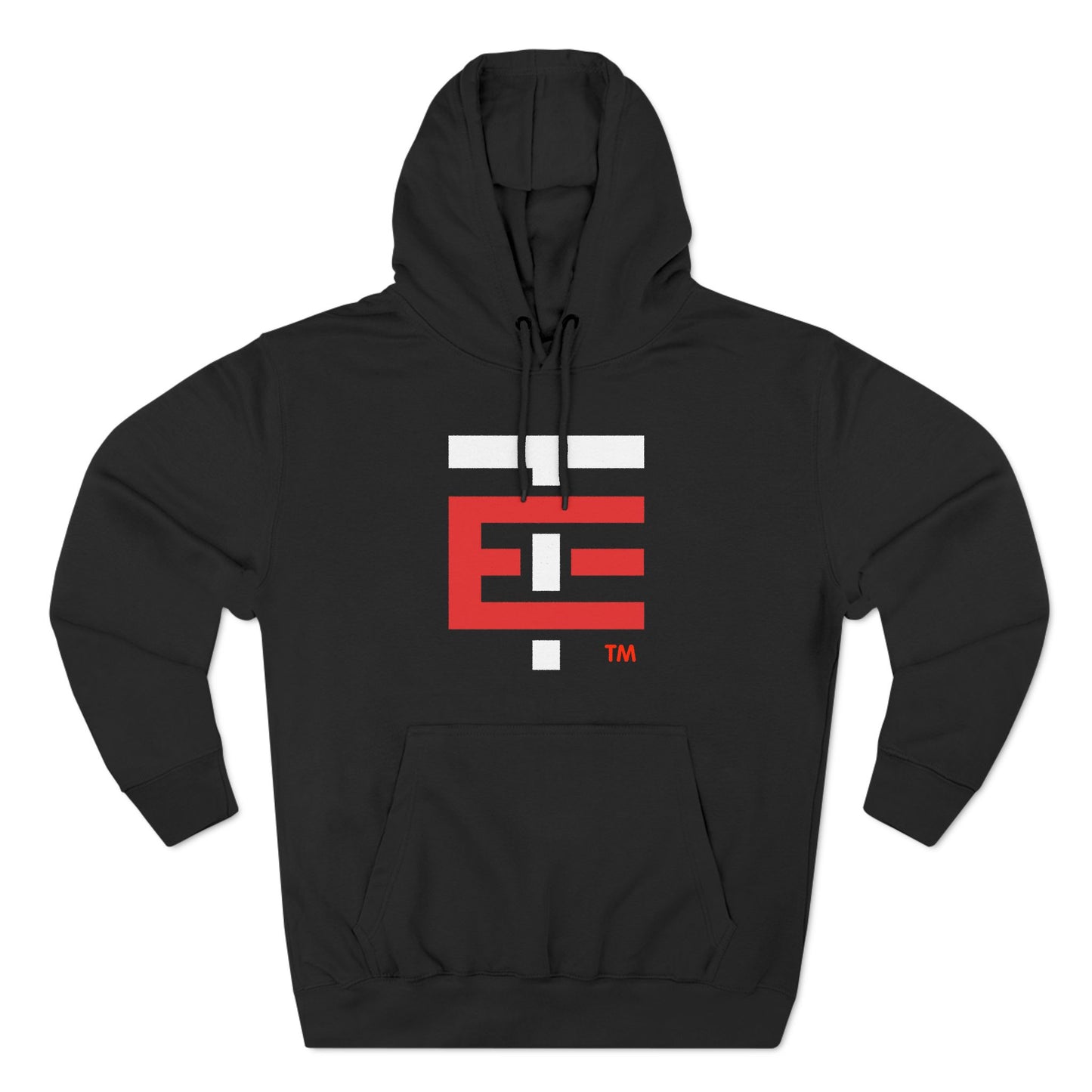 El Temach Hoodies, weaters, buzos, Men's black hoodie with bold red and white graphic logo, fleece-lined for warmth.