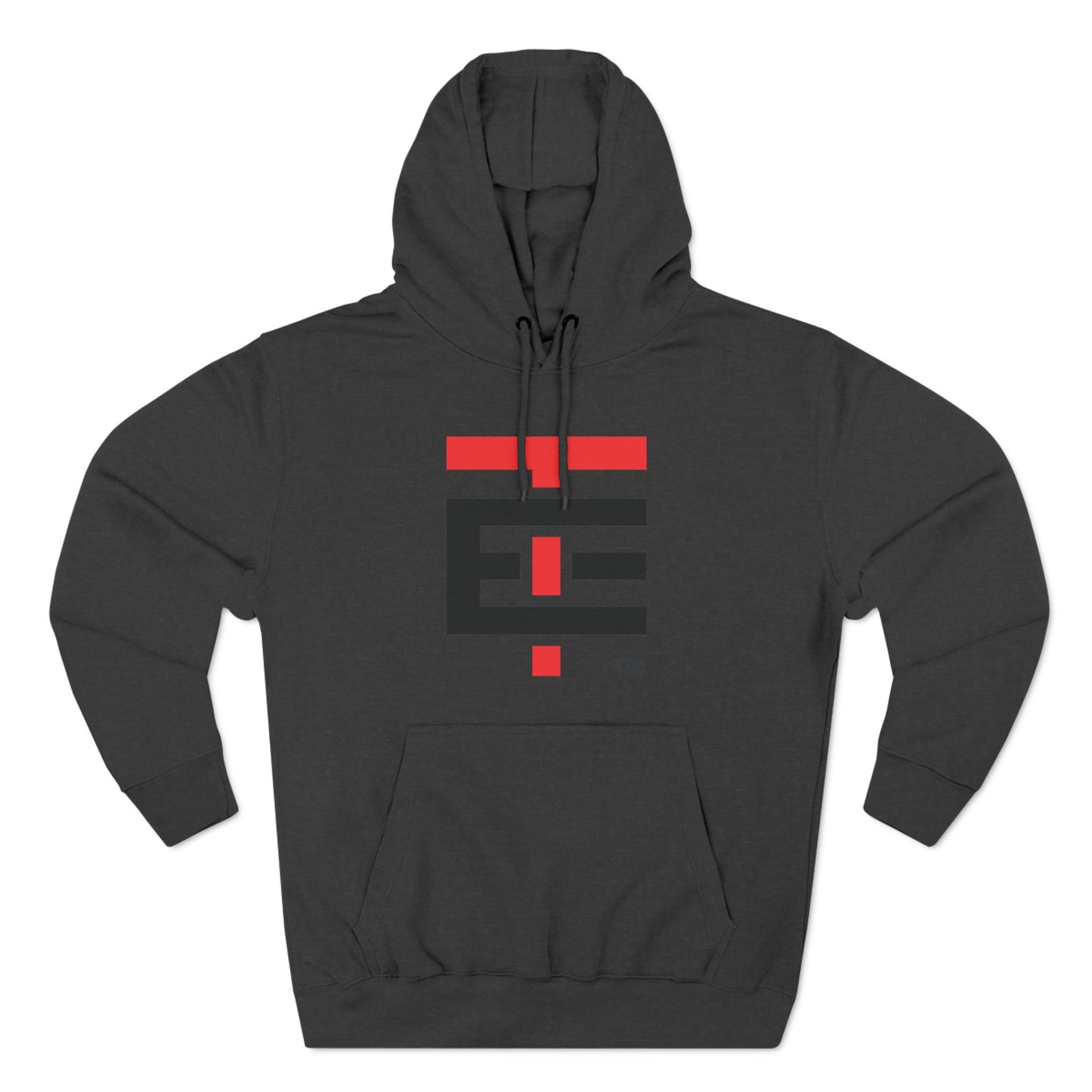 El Temach Hoodies, weaters, buzos, Men's black hoodie with bold red and white graphic logo, fleece-lined for warmth.