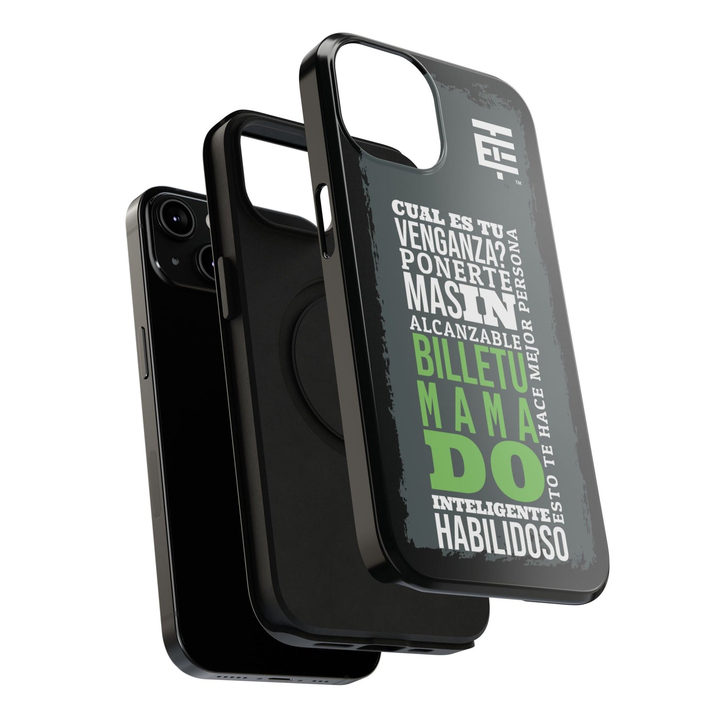 El Temach cases for Iphone and Samsung phones, with motivational phrase, in USA.