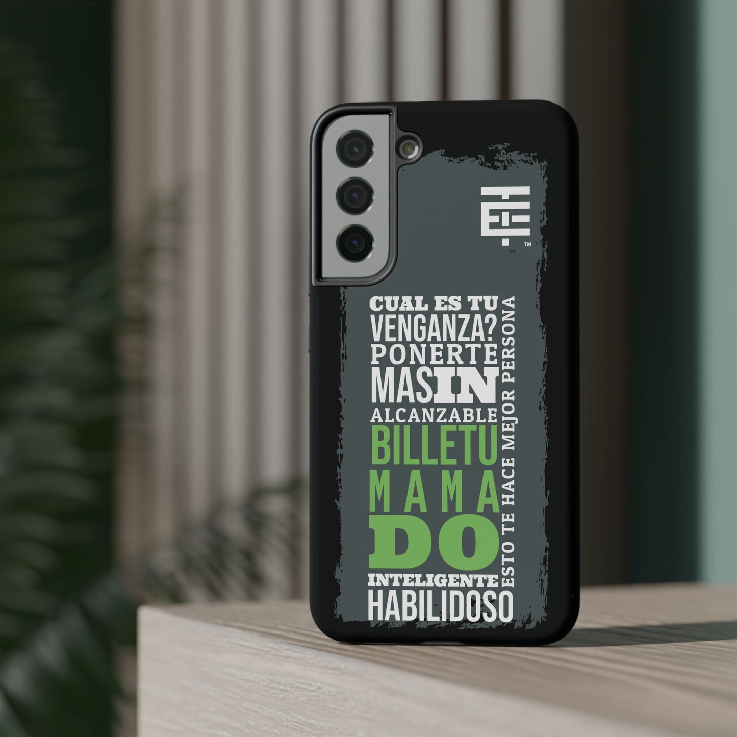 El Temach cases for Iphone and Samsung phones, with motivational phrase, in USA.