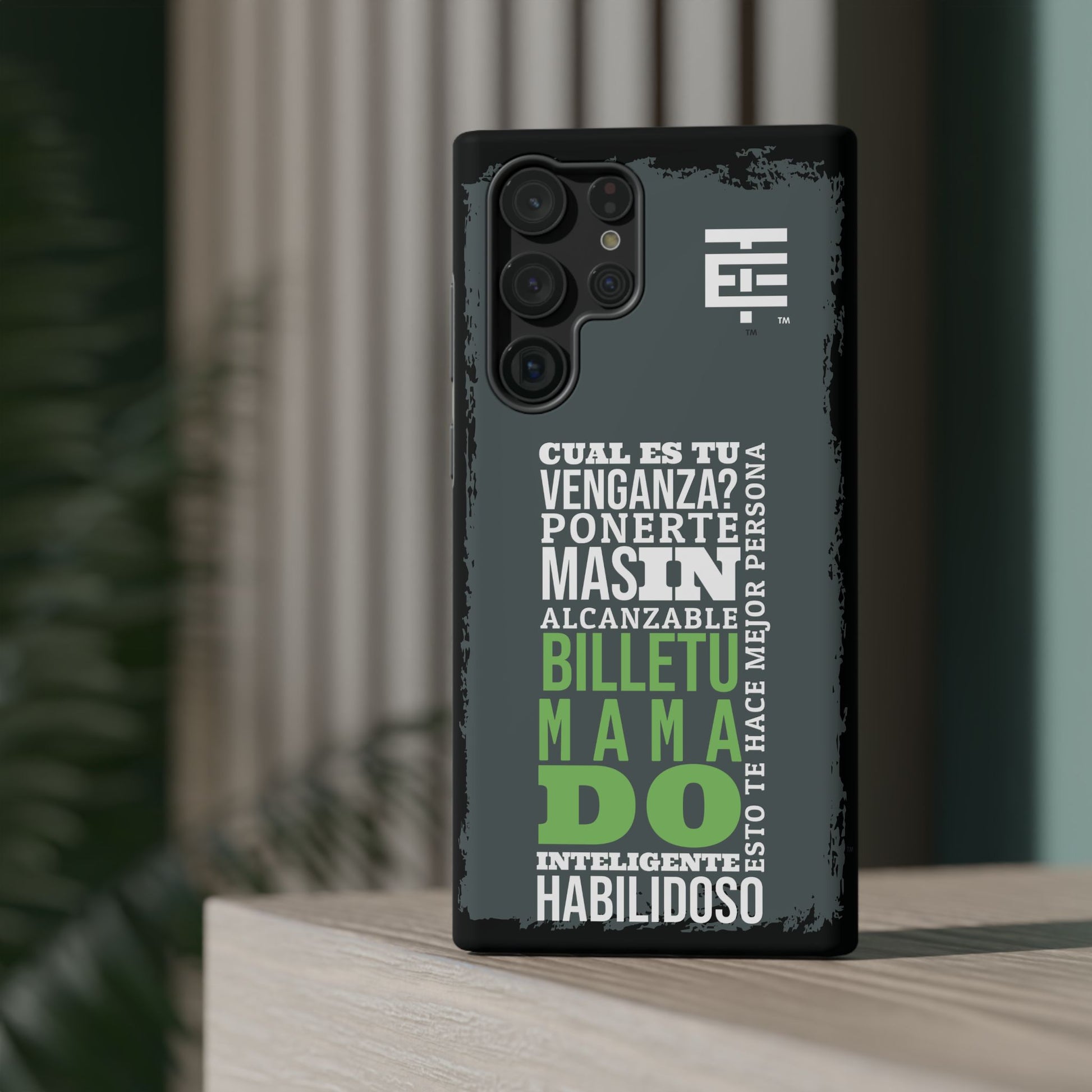 El Temach cases for Iphone and Samsung phones, with motivational phrase, in USA.